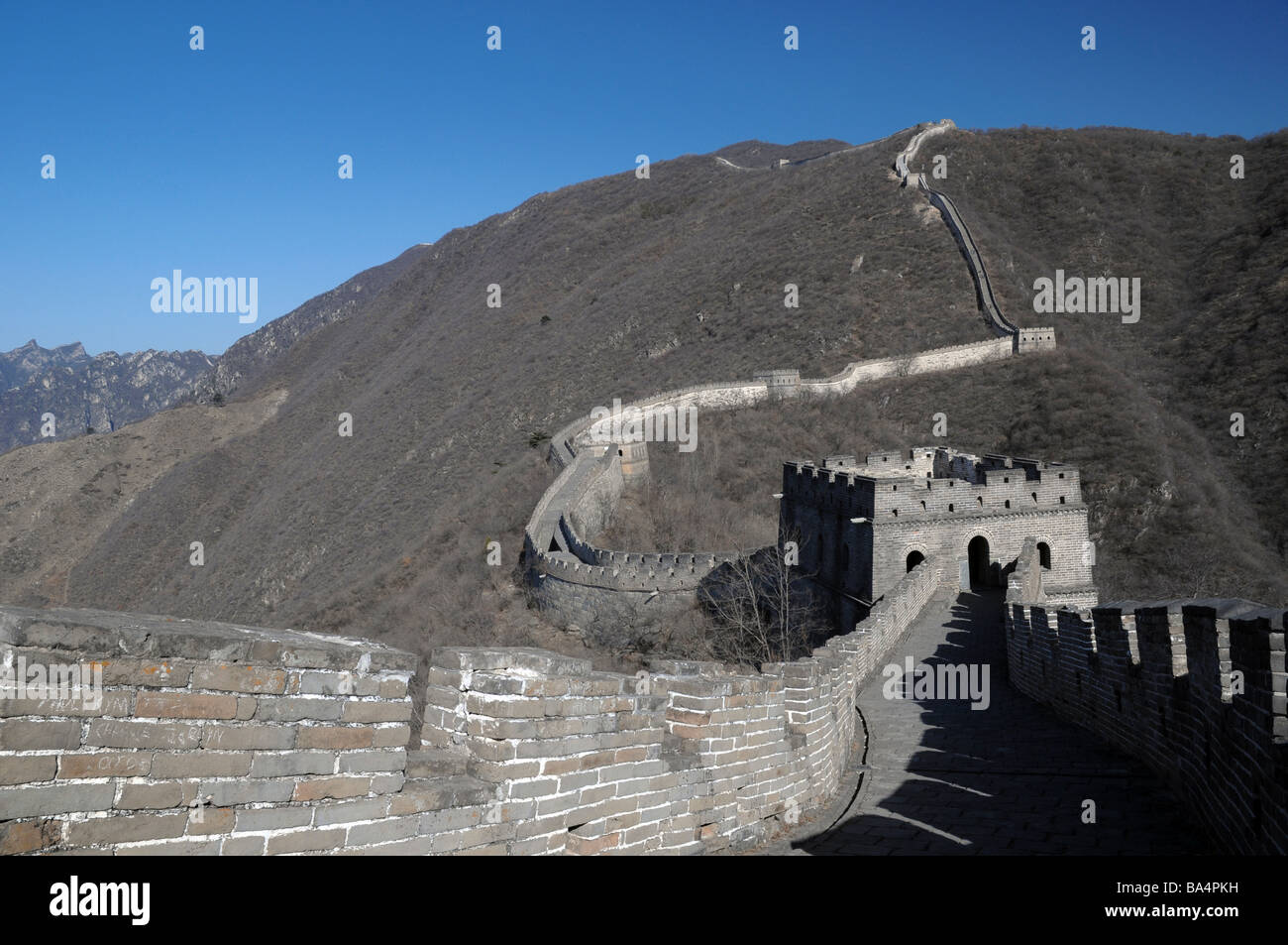 Della sezione Mutianyu della Grande Muraglia della Cina Foto Stock