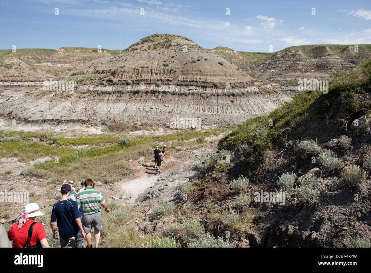 Turista nella Royal Tyrrell Museum di Drumheller, Canada Foto Stock