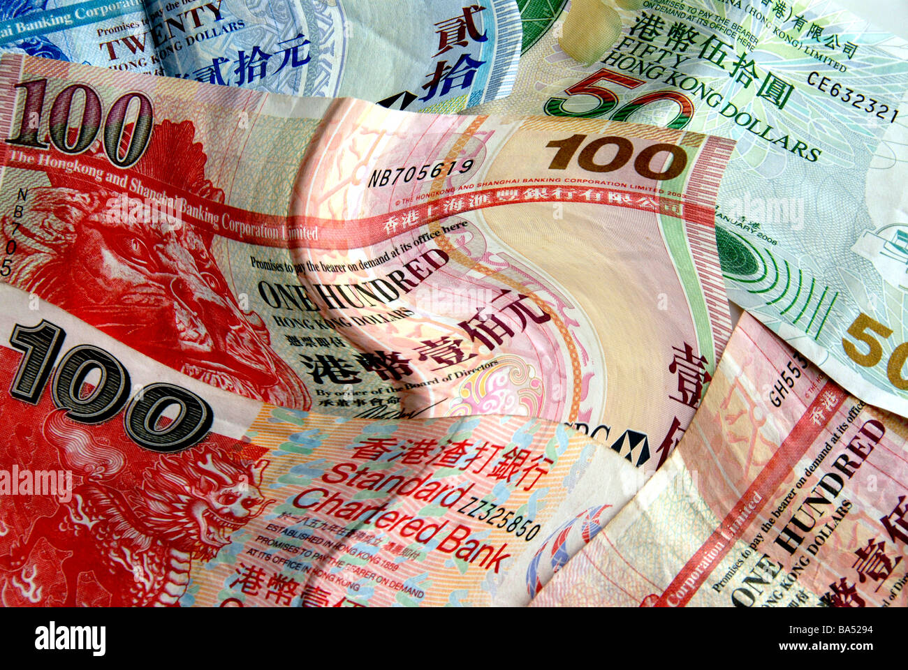 Note di dollari di Hong kong Foto Stock