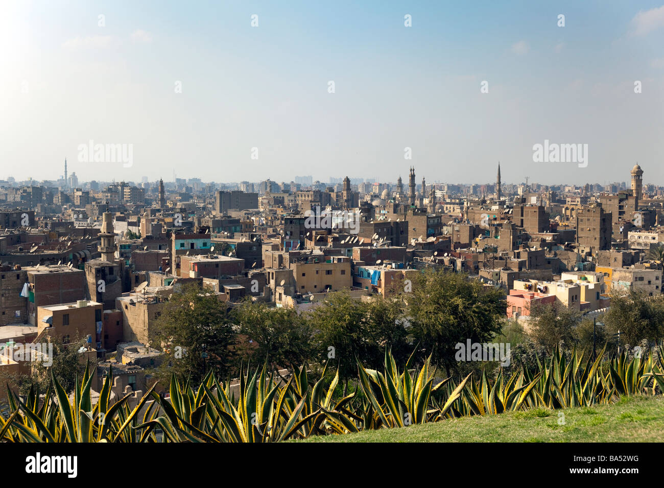 Vista della vecchia città del Cairo da al-Azhar Park Foto Stock