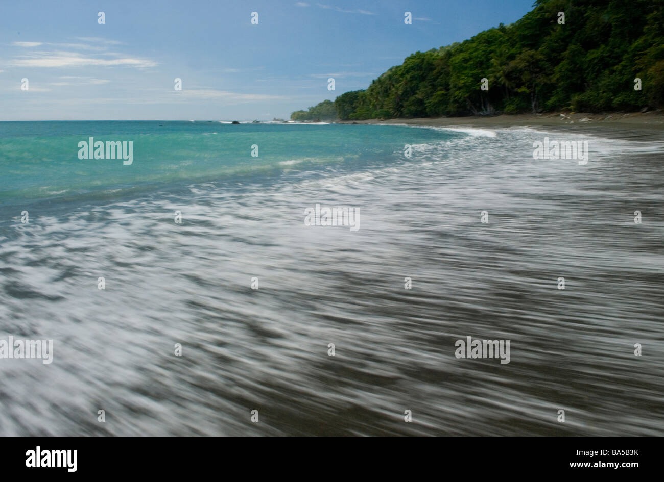 Una spiaggia incontaminata al Parco Nazionale di Corcovado Foto Stock