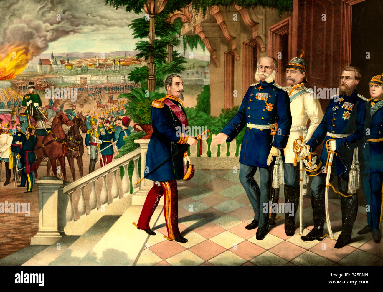 La rinuncia di Napoleone III il 2 settembre 1870 Übergabe von Napoleone III. Foto Stock