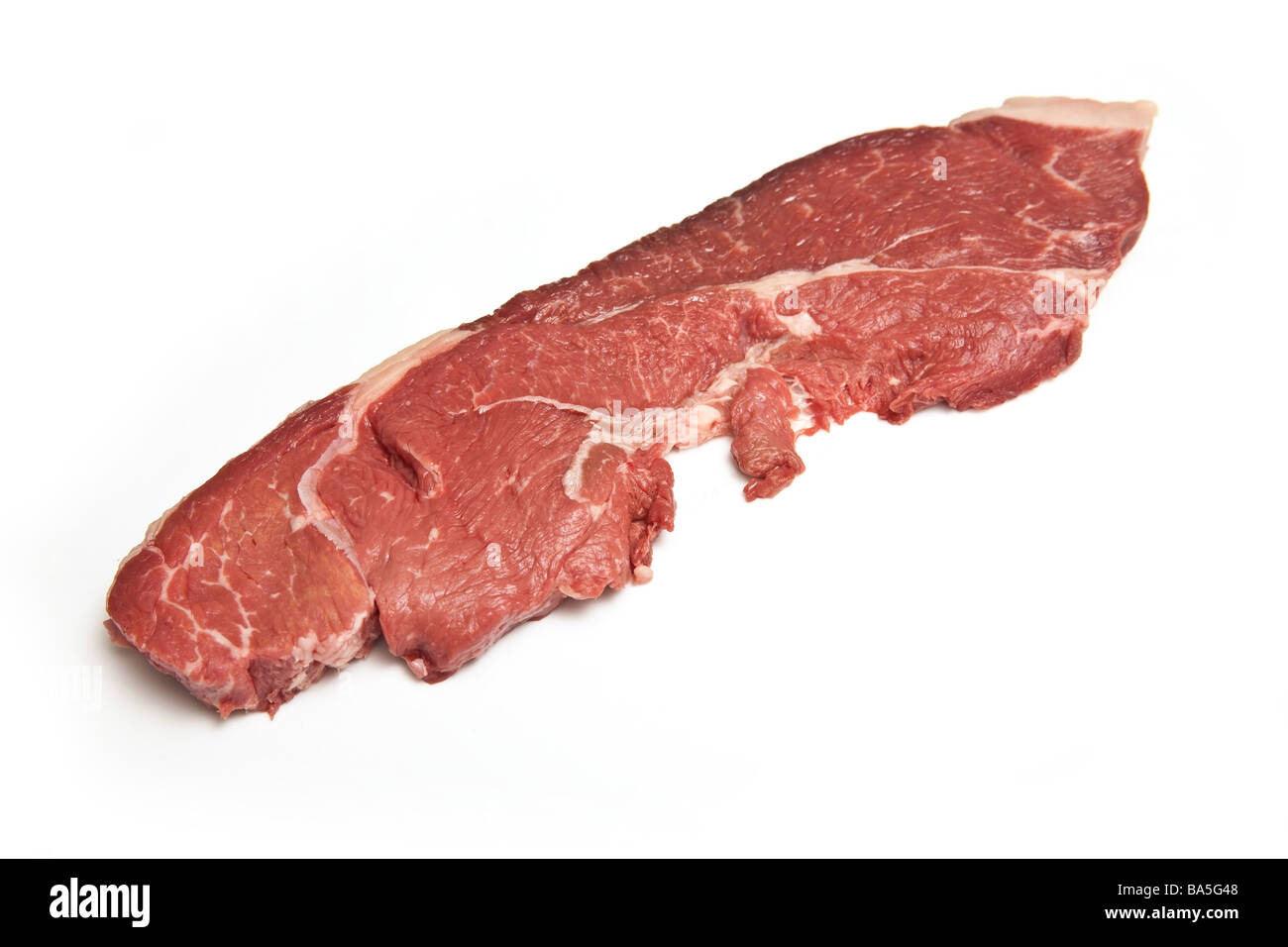 Bistecca di controfiletto isolato su un bianco di sfondo per studio Foto Stock