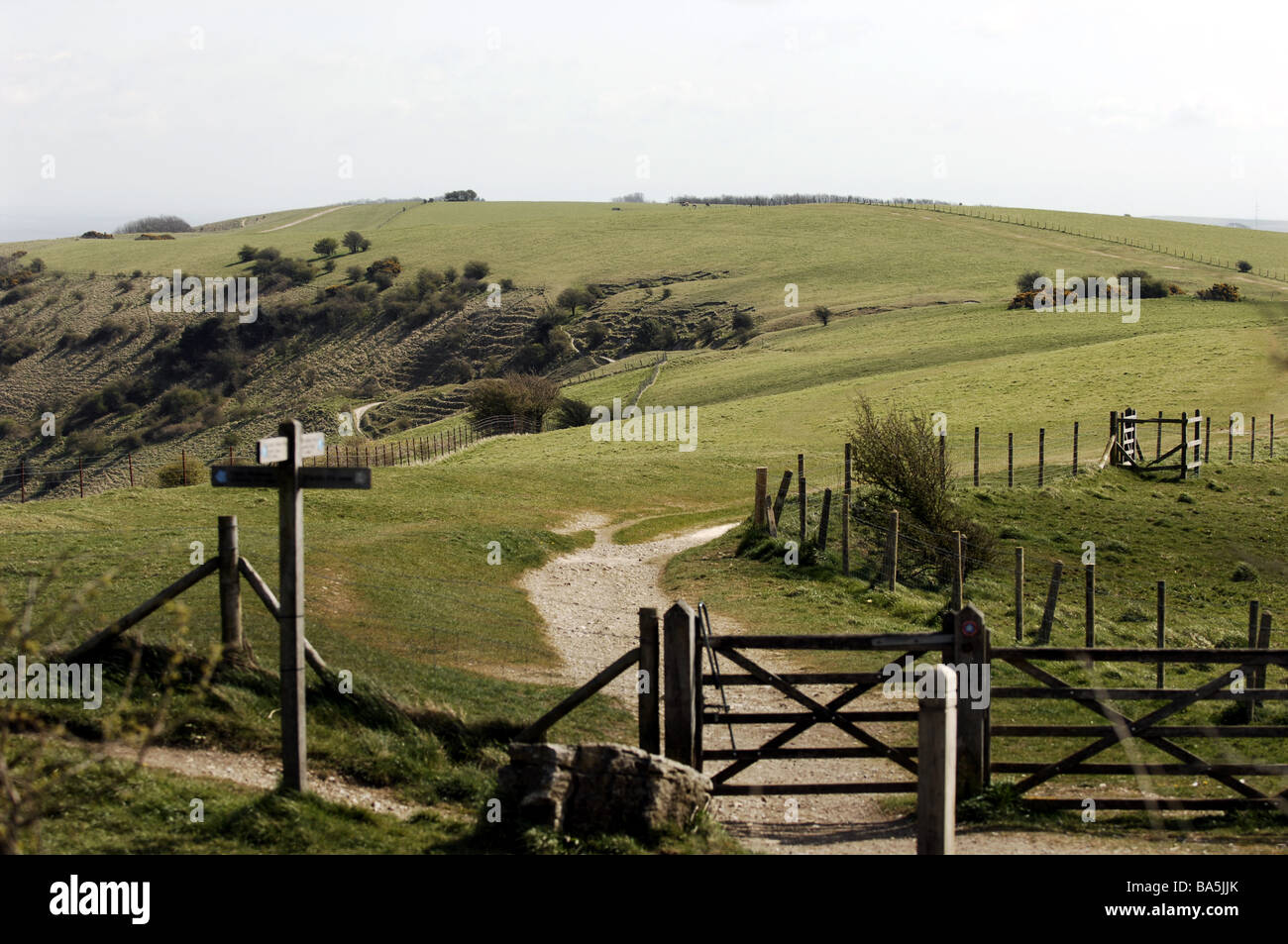 Una vista dal faro Ditchling lungo il South Downs modo che ora è parte di un parco nazionale di SUSSEX REGNO UNITO Foto Stock