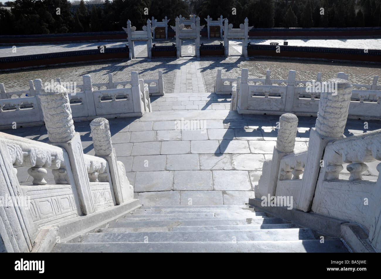 L'Altare Circolare (Yuan Qiu Yuanqiu) presso il Tempio del Paradiso (o altare del cielo), uno di Pechino più popolari attrazioni turistiche Foto Stock