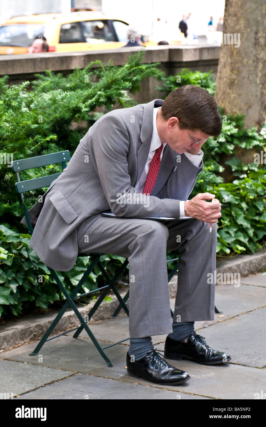 Pausa pranzo Manhattan New York Stati Uniti d'America Foto Stock