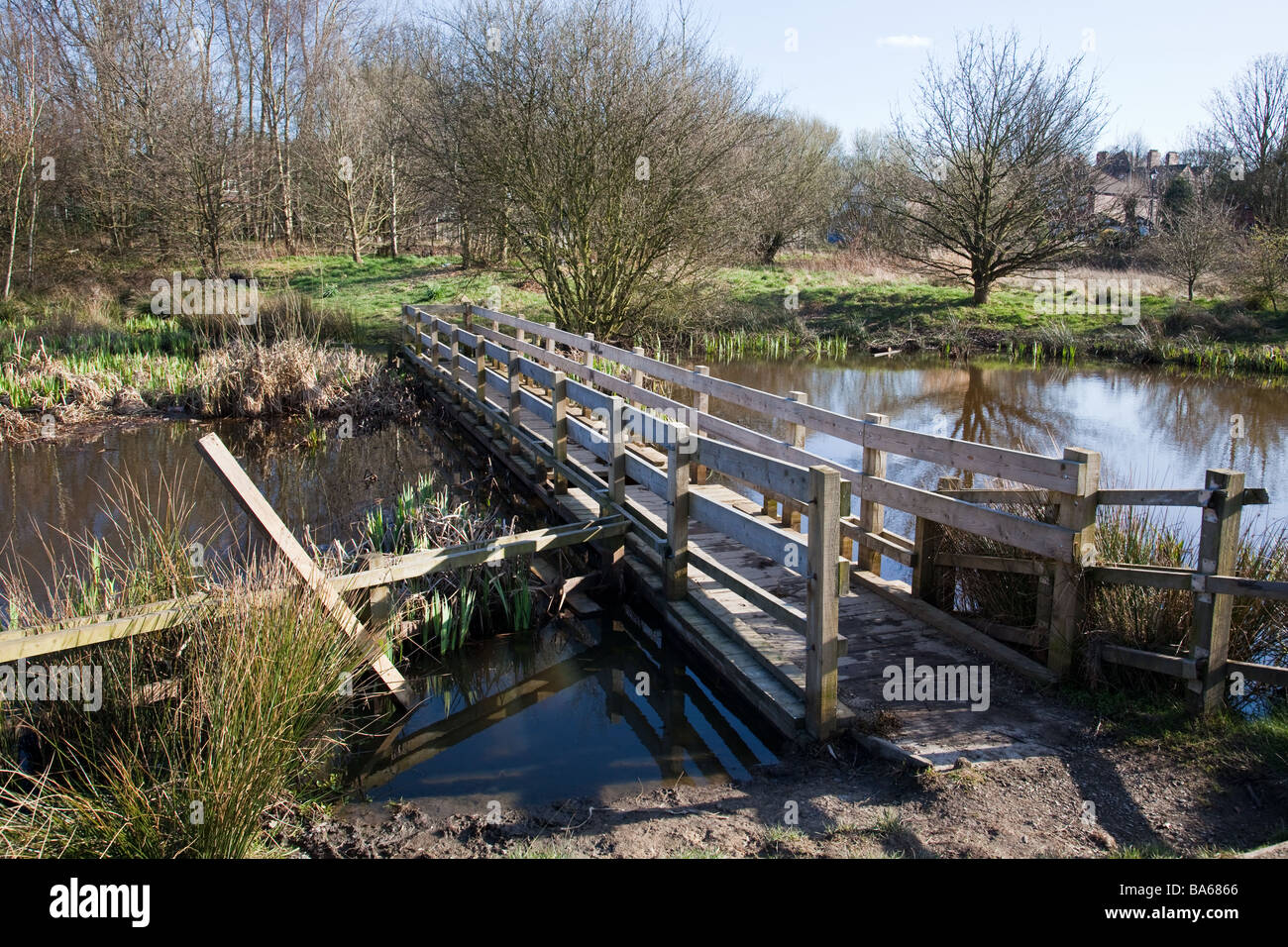 Le tre sorelle stagni e campo in Eccles Manchester Regno Unito un sito di particolare interesse biologico Foto Stock