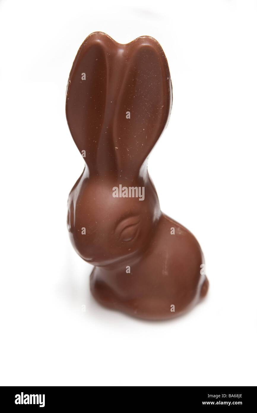 Il coniglio di cioccolato isolato su un bianco di sfondo per studio. Foto Stock