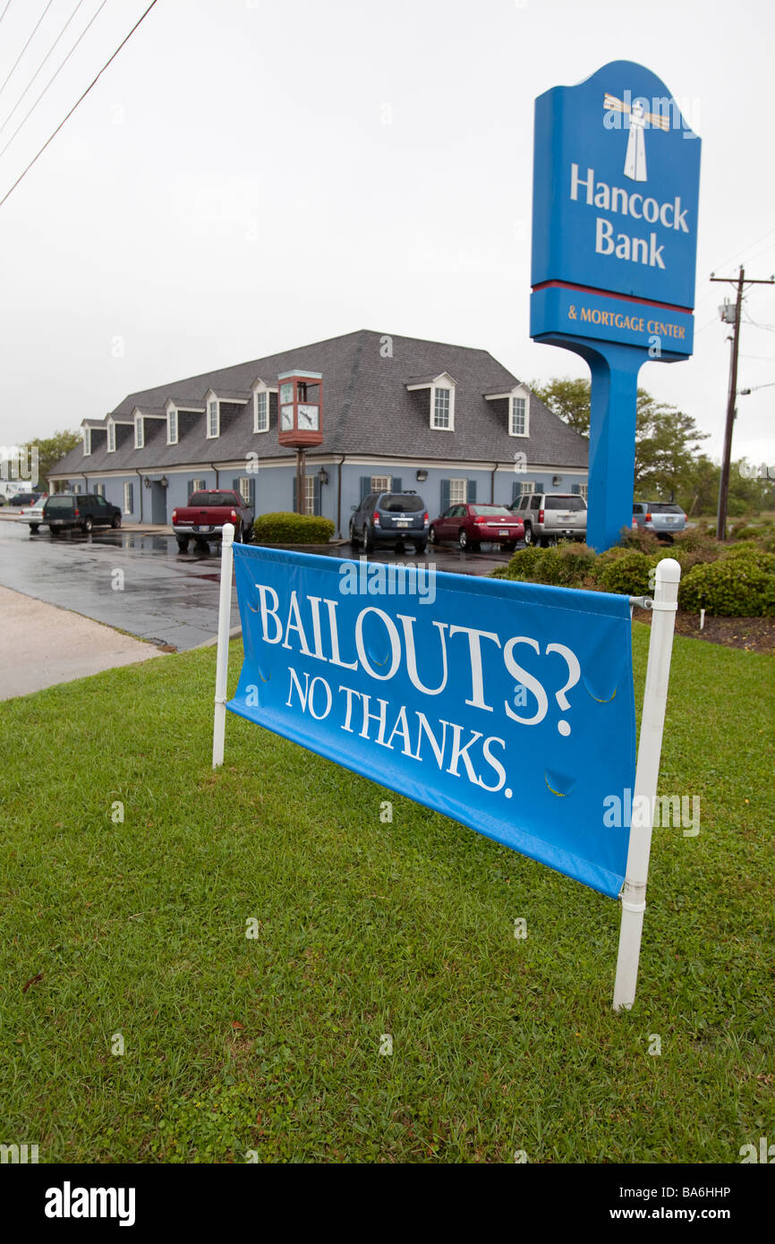 Banca annuncia il suo rifiuto di prendere Federal Bailout denaro Foto Stock