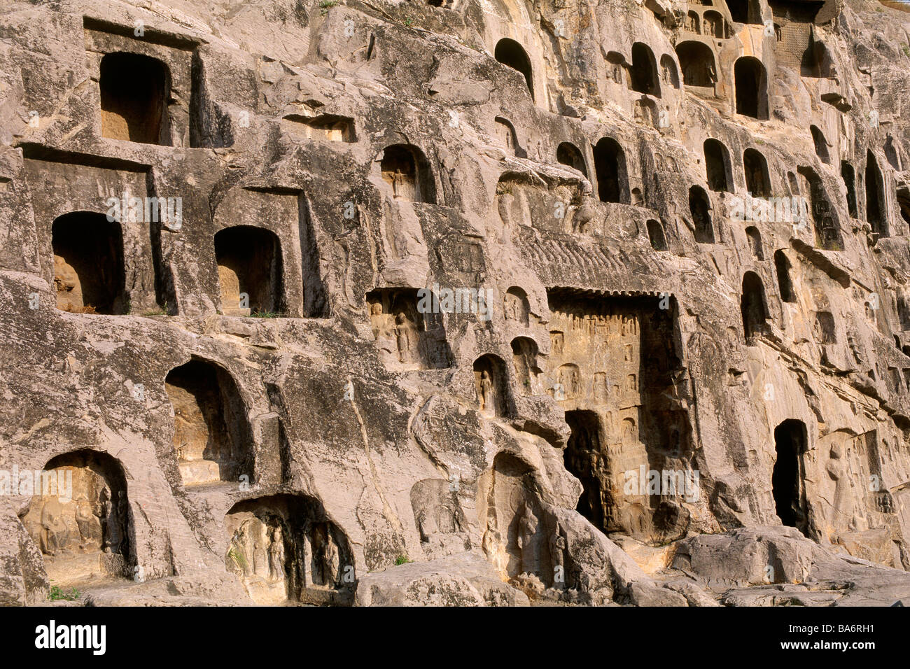 La Cina, nella provincia di Henan, le Grotte di Longmen classificato come patrimonio mondiale dall' UNESCO Foto Stock