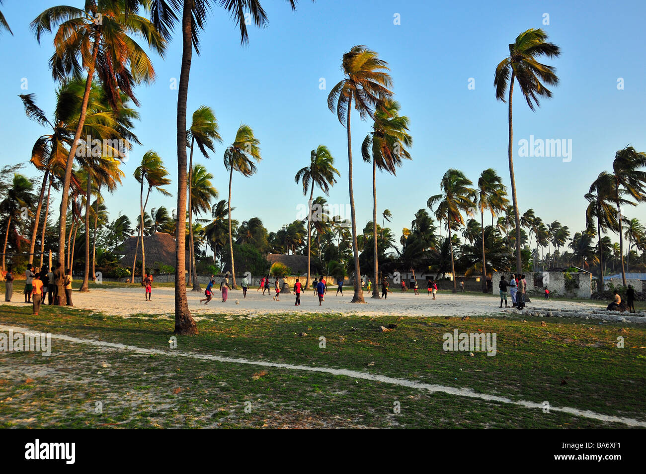 Il calcio MatchJambiani Beach,Zanzibar,Tanzania, Foto Stock