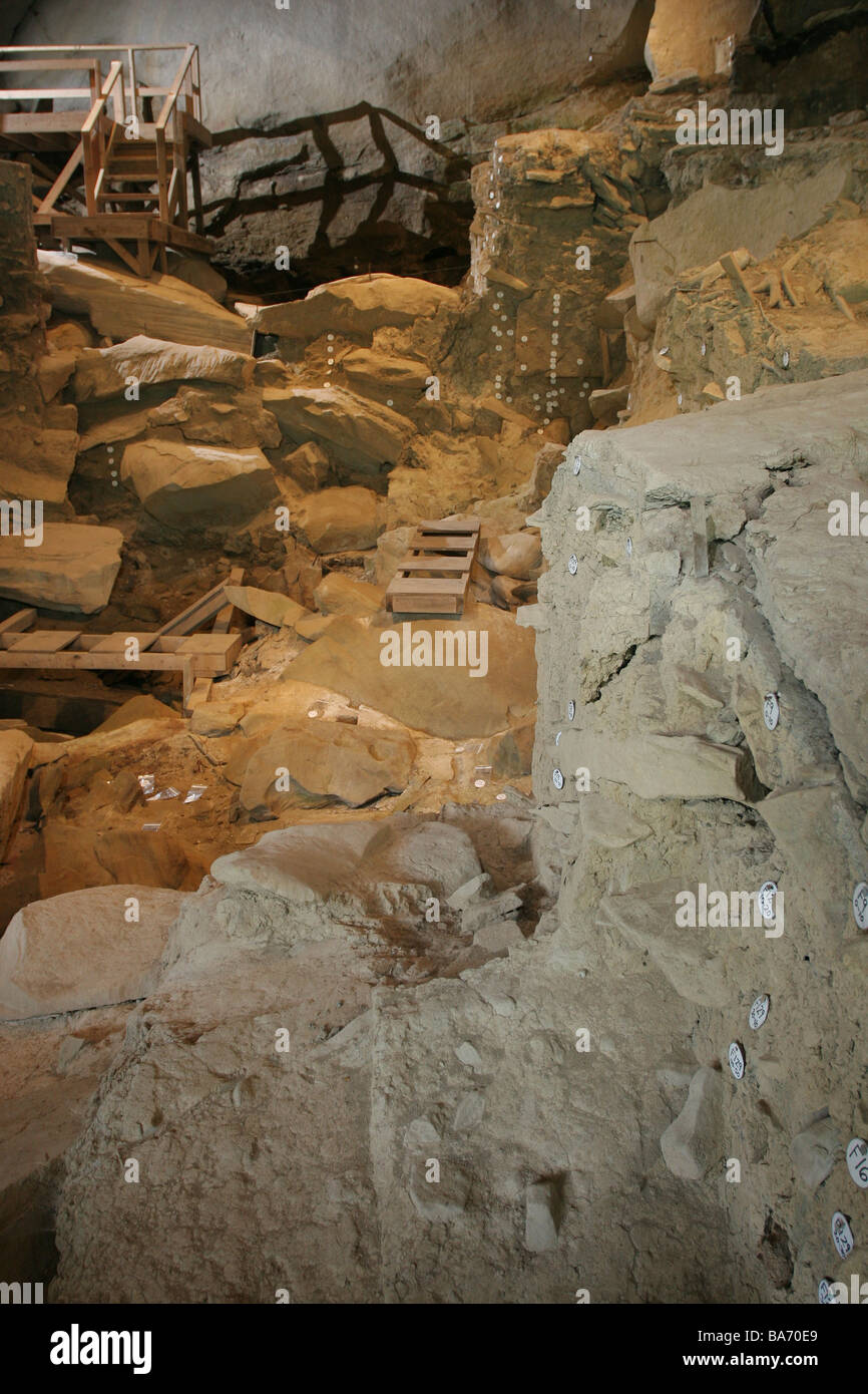 Marcatori strata Meadowcroft Rock Shelter Foto Stock