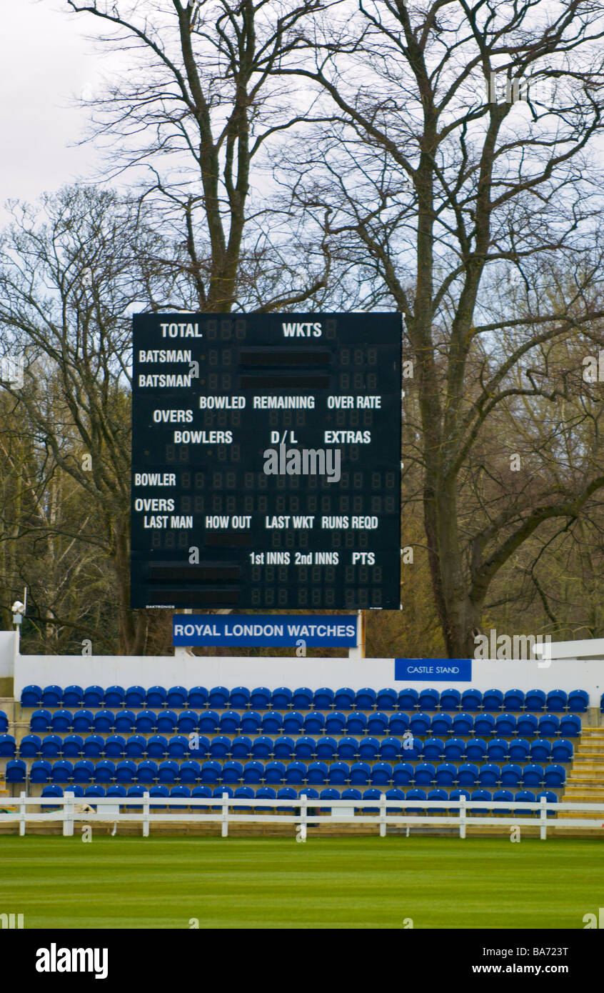 SWALEC Stadium scoreboard Glamorgan cricket ground Sophia Gardens Cardiff South Wales UK Foto Stock