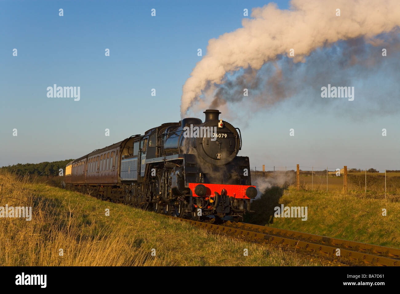 Locomotiva a vapore Poppyline Norfolk UK Winter Foto Stock