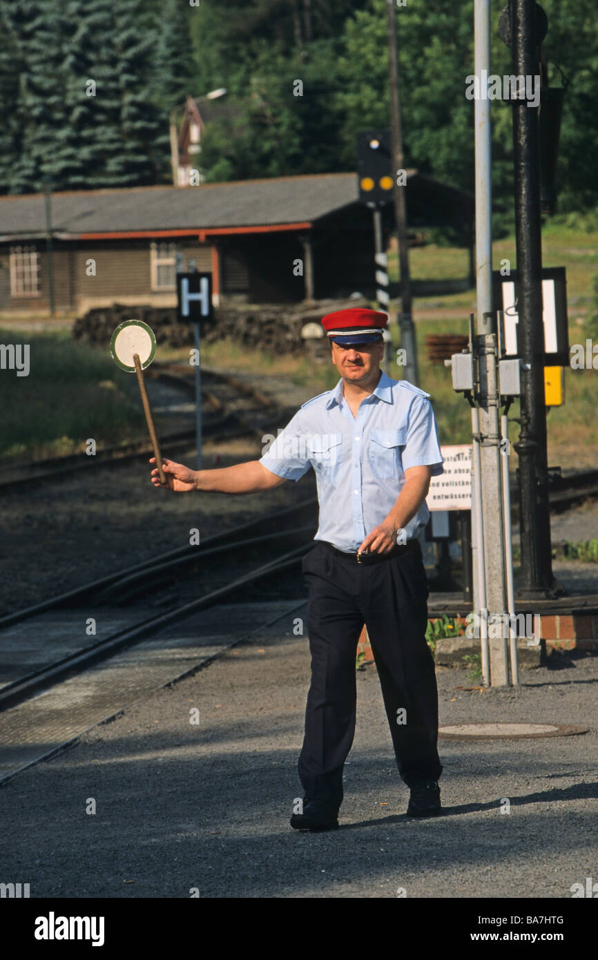 Bolina a vapore a scartamento ridotto linea ferroviaria, Harzer Schmalspurbahn, Montagne Harz, Sassonia Anhalt, Germania Foto Stock