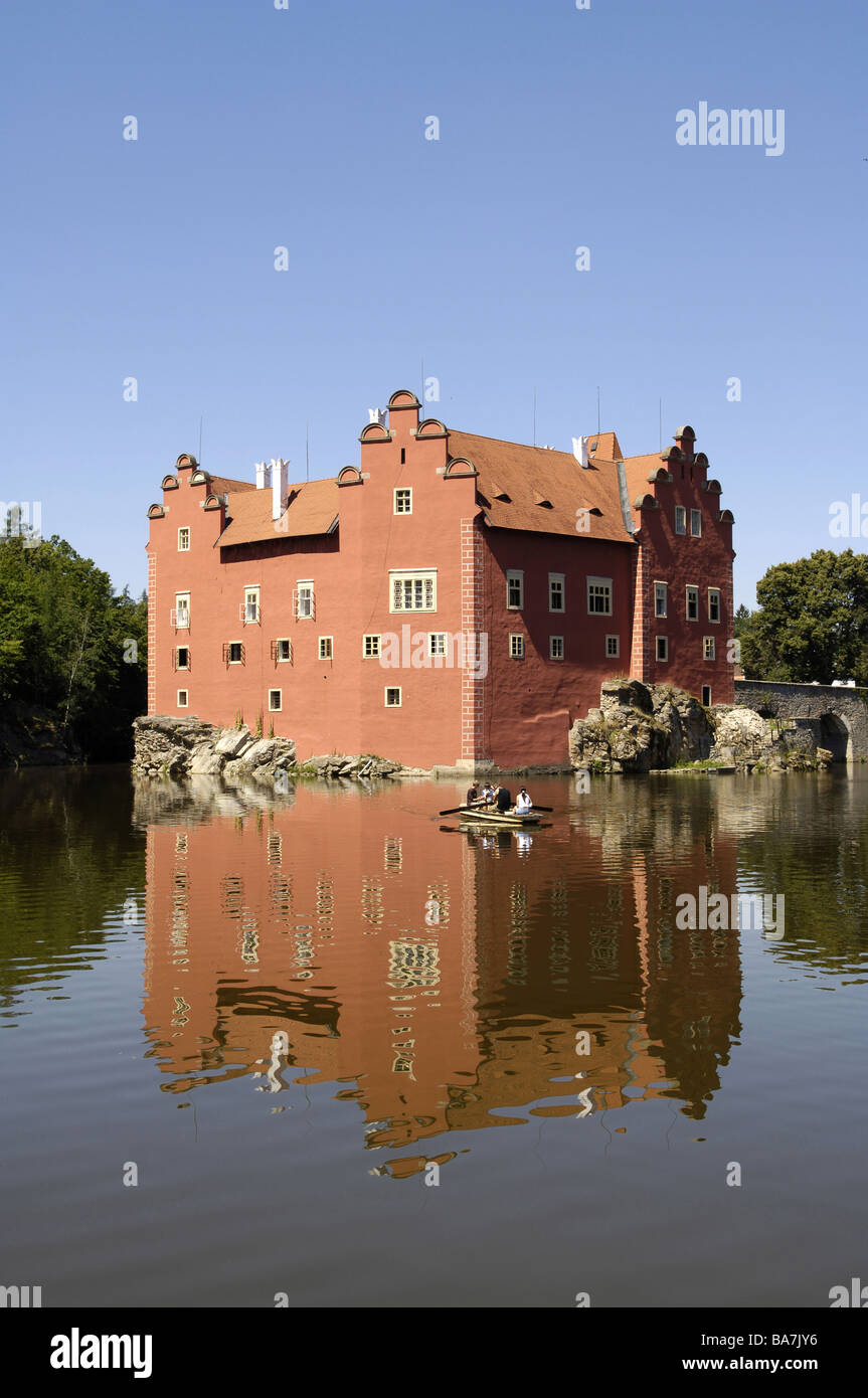 Castello Moated Cervena Lhota, Repubblica Ceca Foto Stock