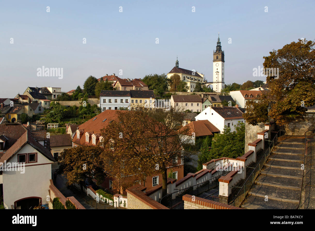 Vista della collina della Cattedrale, Litomerice, Repubblica Ceca Foto Stock