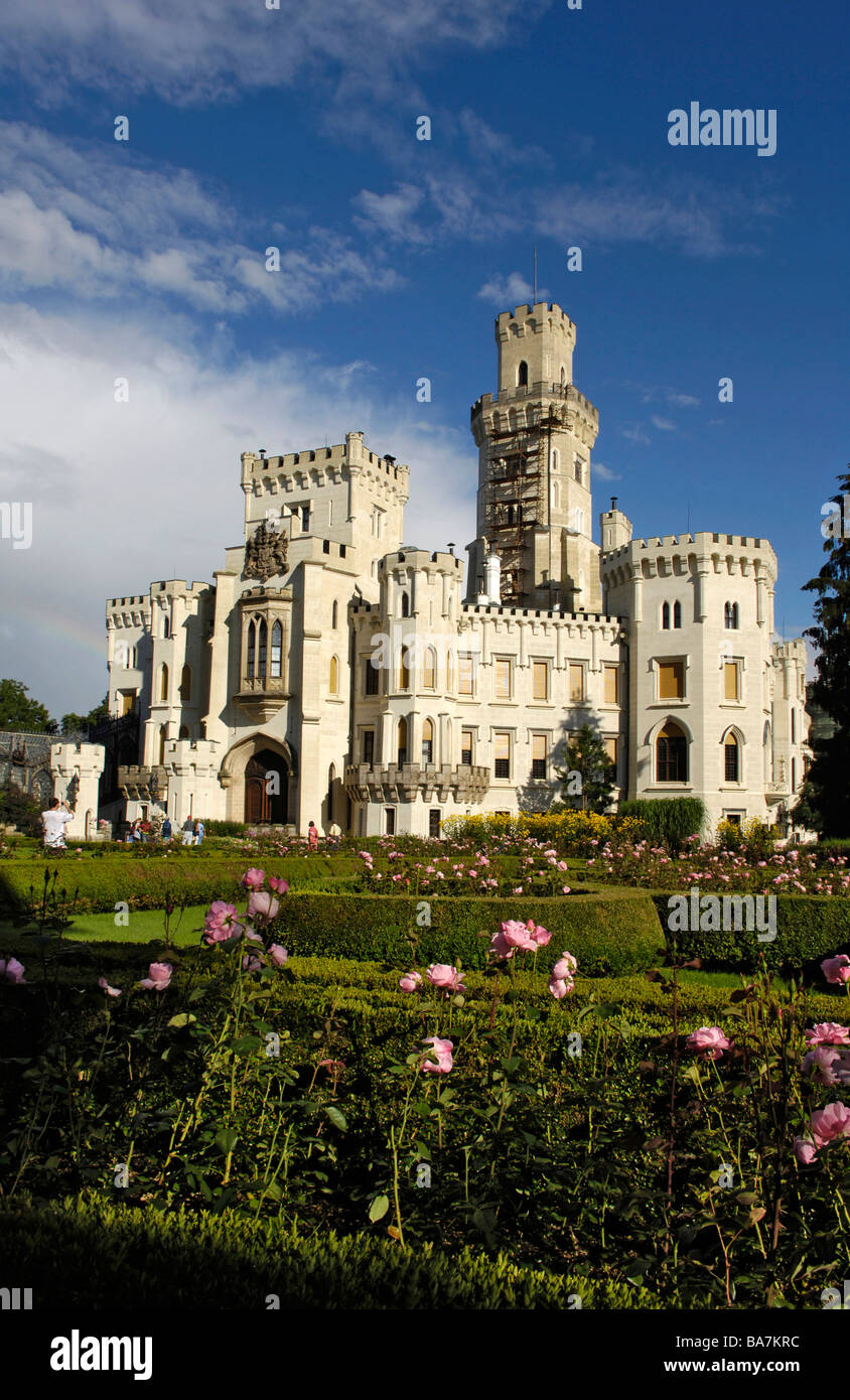 Castello Hluboka vicino Budweis, Repubblica Ceca Foto Stock