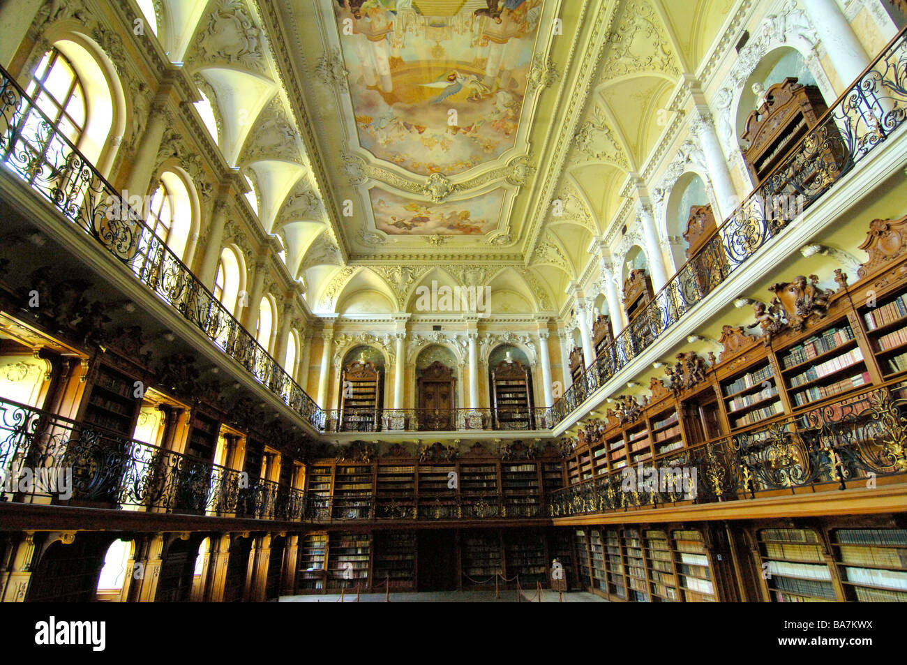 Biblioteca monastica, Tepla, Repubblica Ceca Foto Stock