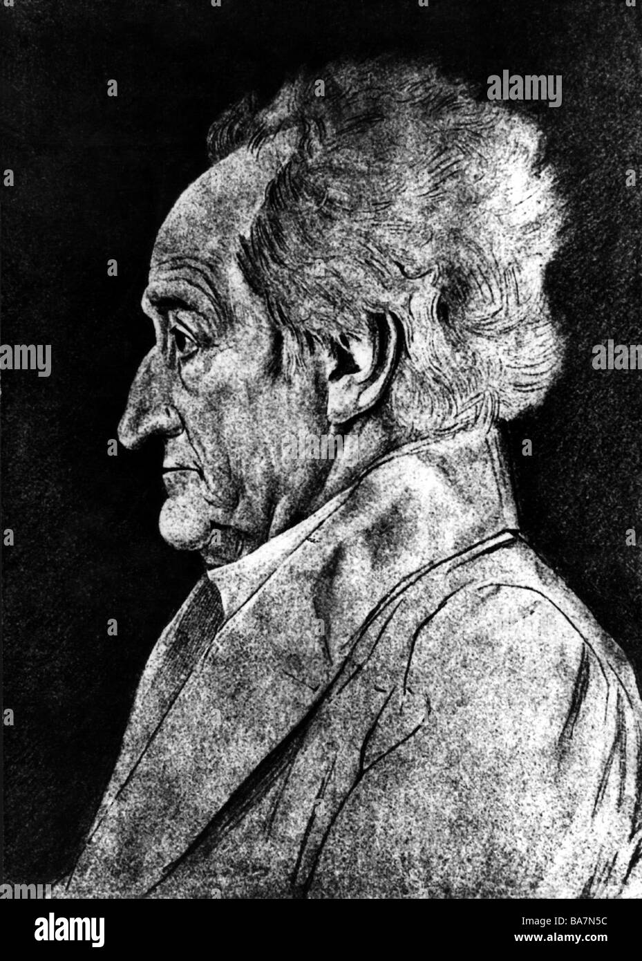 Goethe, Johann Wolfgang, 28.8.1749 - 22.3.1832, autore tedesco / scrittore, ritratto, disegno del XIX secolo , artista del diritto d'autore non deve essere cancellata Foto Stock