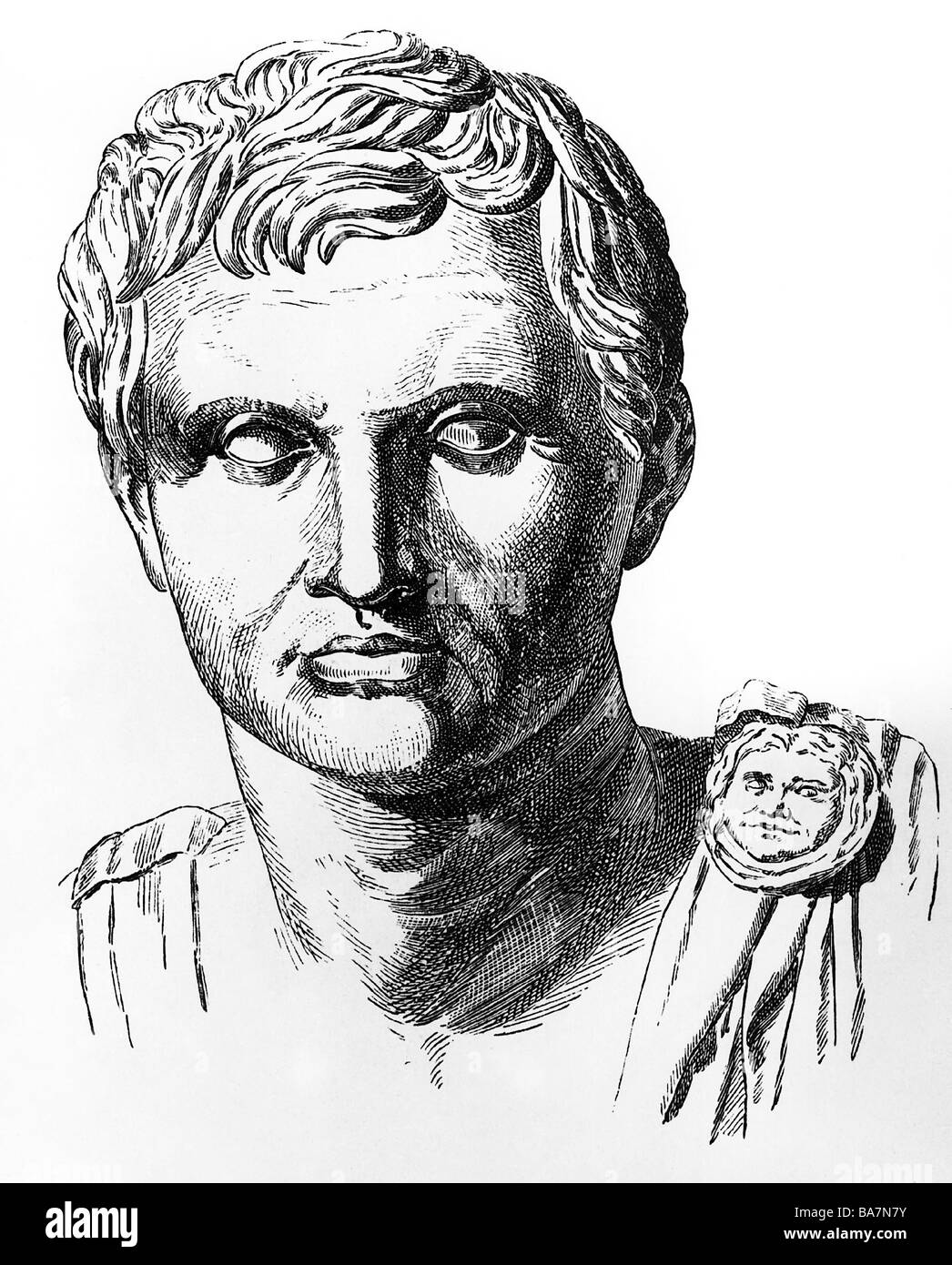 Pompey 'il Grande' (Gnaeus Pompeius Magnus), 29.9.106 - 29.9.48 a.C., generale e politico romano, ritratto, busto, incisione in legno, 19th secolo, , Foto Stock
