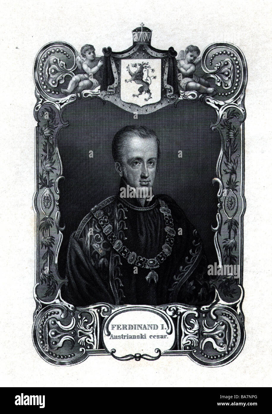Ferdinando i, 19.4.1793 - 29.6.1875, Imperatore d'Austria (Re di Boemia e Ungheria Ferdinando V), ritratto, incisione, Foto Stock
