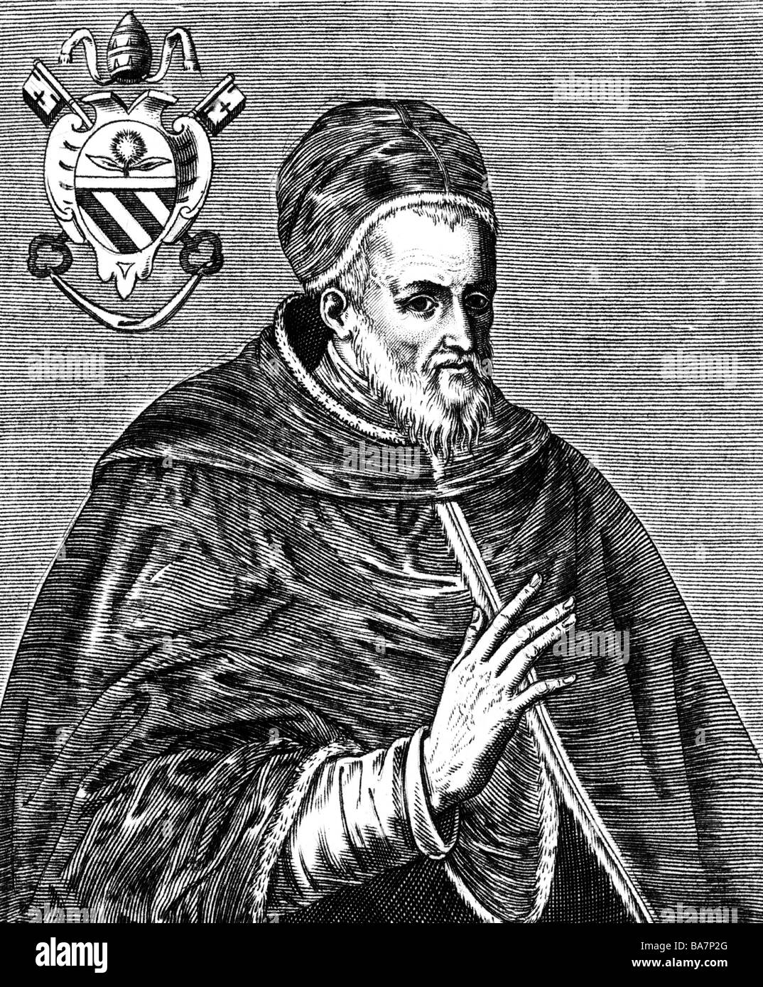Urban VII. (Gian Battista Castagna), 1521 - 27.9.1590, Papa 15.9.1590 - 27.9.1590, a mezza lunghezza e incisione su rame di Galle, secolo XVII, , artista del diritto d'autore non deve essere cancellata Foto Stock Urban VII. (Gian Battista Castagna), 1521 - 27.9.1590, Papa 15.9.1590 - 27.9.1590, a mezza lunghezza e incisione su rame di Galle, secolo XVII, , artista del diritto d'autore non deve essere cancellata Foto Stock