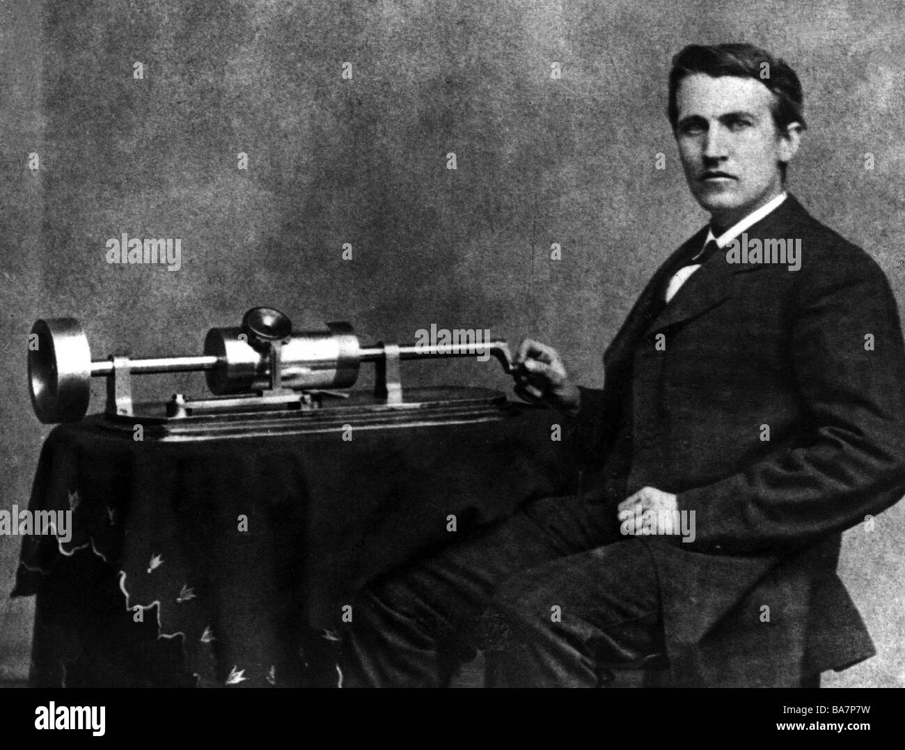 Edison, Thomas Alva, 11.2.1847 - 18.10.1931, inventore americano, ingegnere, a metà lunghezza, 1878, Foto Stock