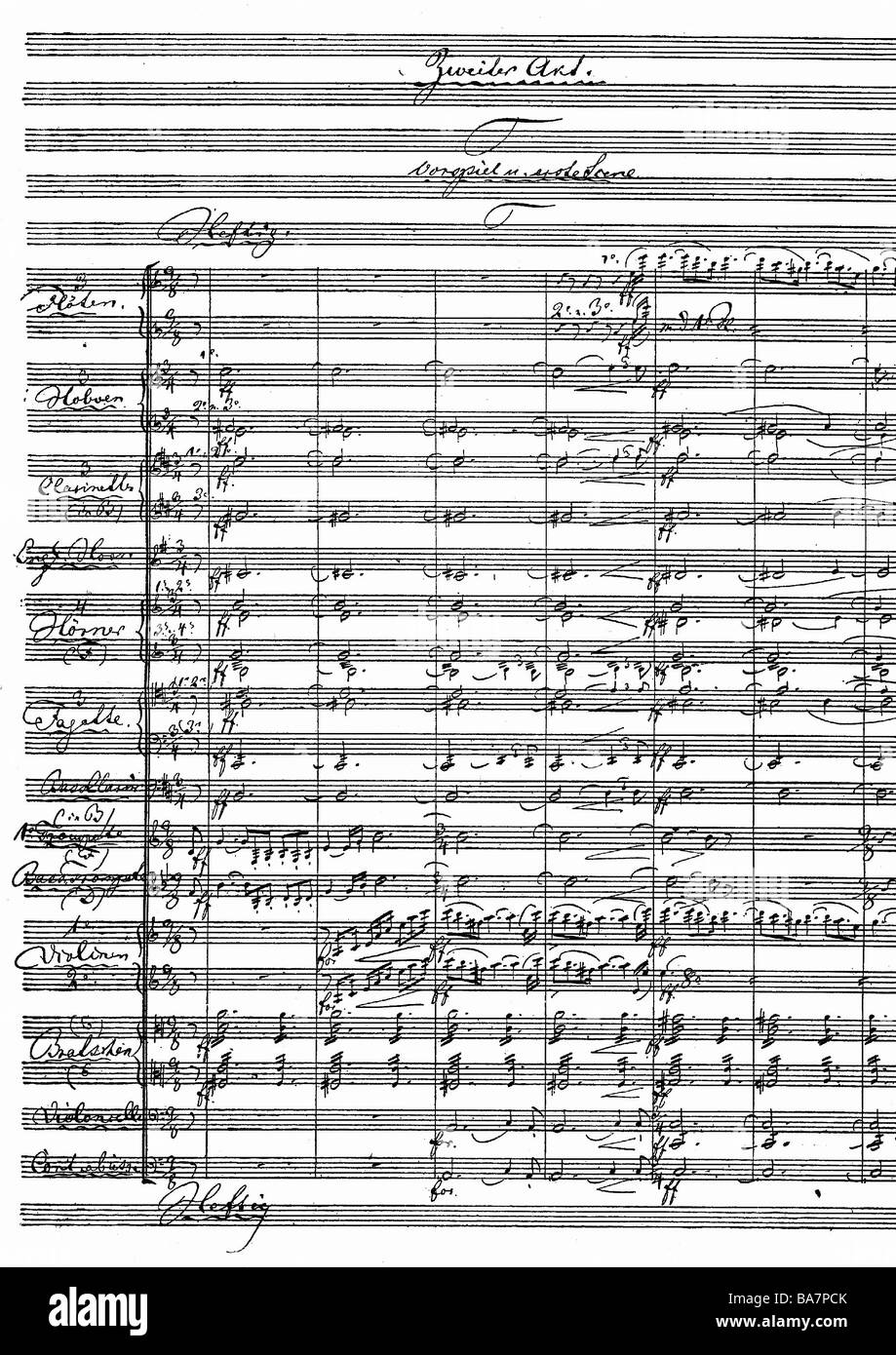 Wagner, Richard, 22.5.1813 - 13.2.1883, compositore tedesco, opere, autografo, partitura del Walkuere, atto 2, preludio, Foto Stock