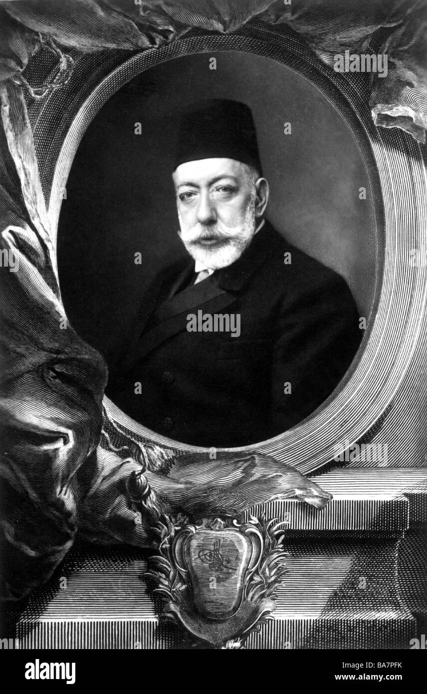 Mehmed V Resad, 2.11.1844 - 3.7.1918, Sultano dell'Impero Ottomano 27.4.1909 - 3.7.1918, ritratto in cornice, cartolina dopo fotografia di Piezner, Vienna, 1915, Foto Stock