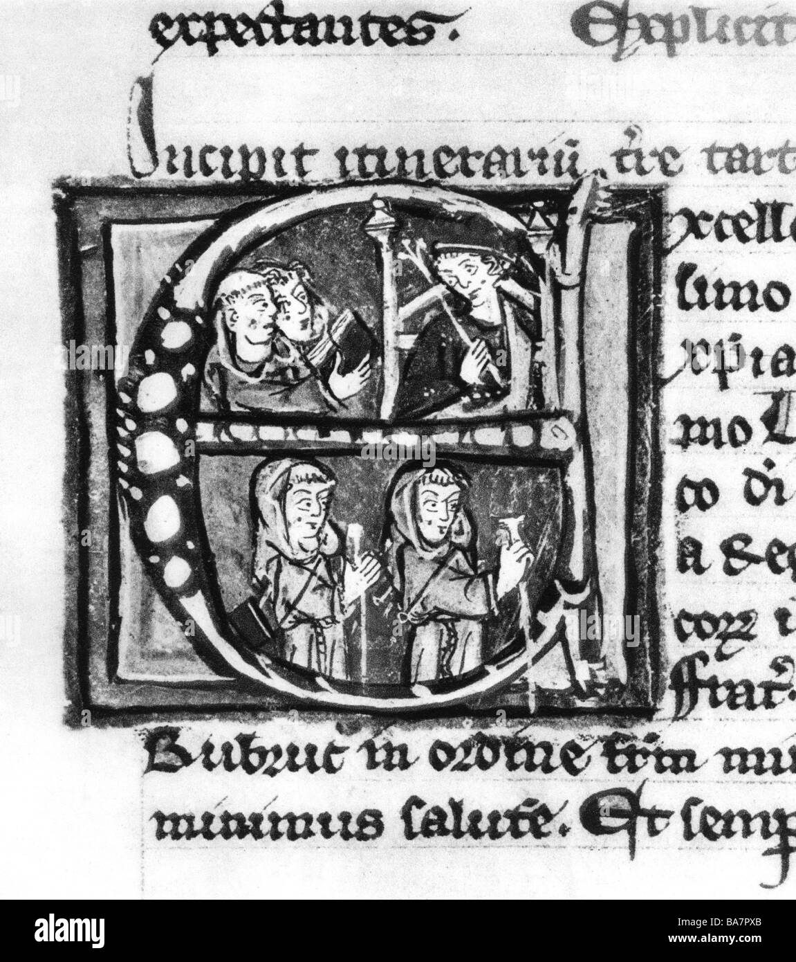 Guglielmo di Rubruck, circa 1215/1220 - circa 1270, Clergyman fiammingo, ambasciatore francese ai Mongoli 1253 - 1255, miniatura, Cambridge, 13th secolo, , Foto Stock