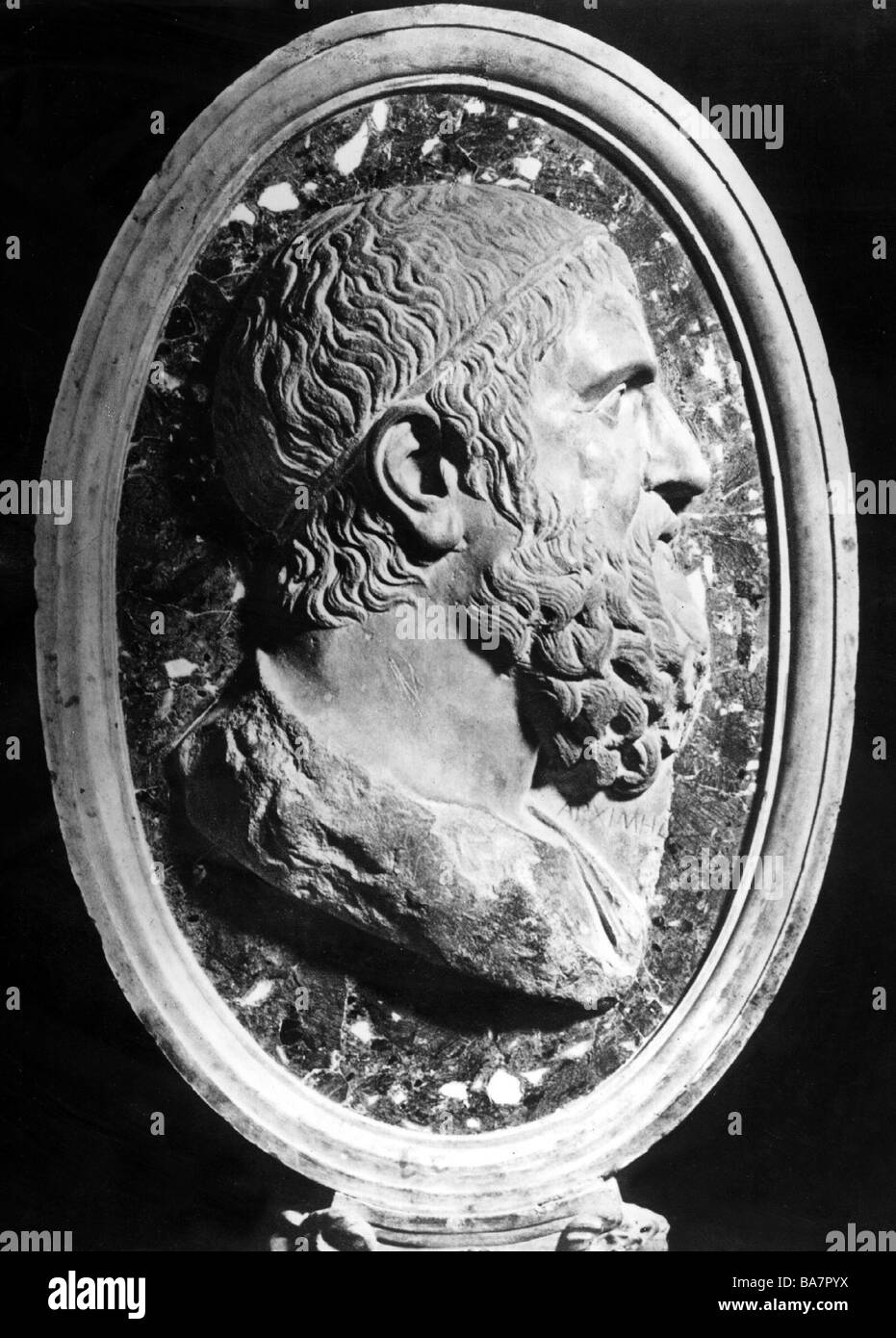 Archimedes, circa 285 - 212 a.C., scienziato greco (matematico e fisico), vista laterale, medaglione, Museo del Campidoglio, Roma, , Foto Stock