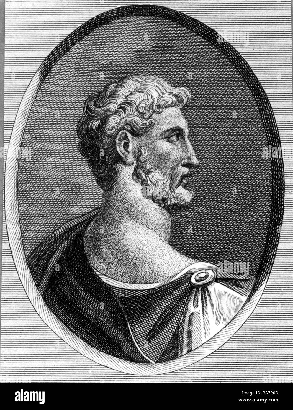 Timoleon, circa 410 - passato 377 BC, uomo politico greco e generale, ritratto, incisione su rame, XVIII secolo , artista del diritto d'autore non deve essere cancellata Foto Stock