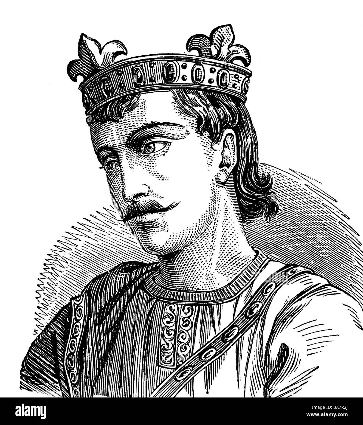 Ferdinando III, 1199 - 30.5.1252, Re di Castiglia, ritratto, incisione in legno, 19th secolo, dopo immagine contemporanea, Foto Stock