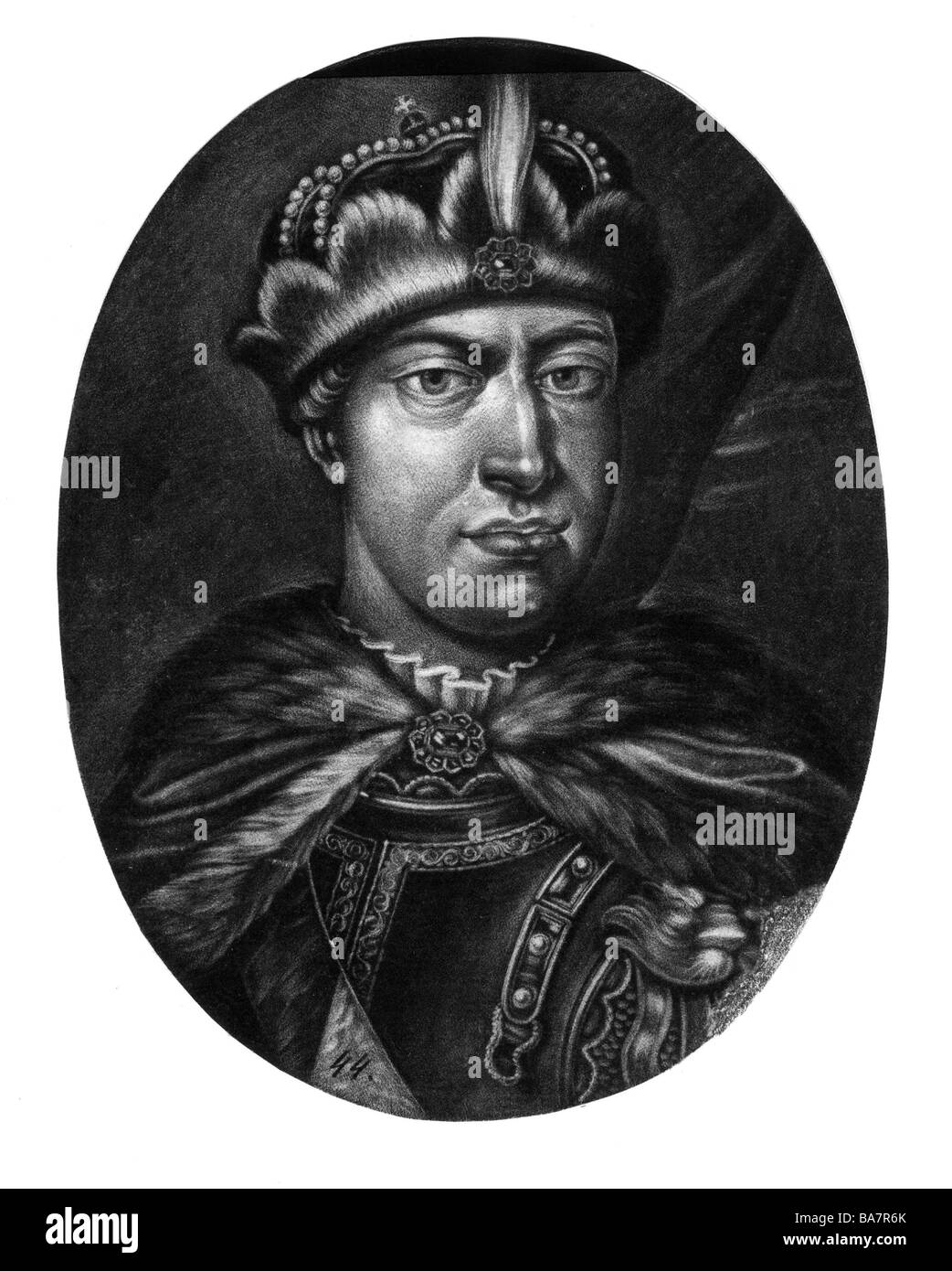 Sigismondo II Augusto i, 1.8.1520 - 14.7.1572, Re di Polonia 1.4.1548 - 14.7.1572, ritratto, mezzotinto di Gabriel Bodewehr (1664 - 1758), , Foto Stock