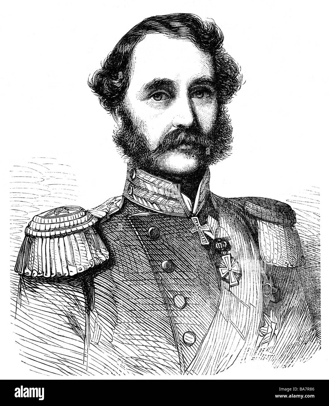 Christian IX, 8.4.1818 - 29.1.1906, Re di Danimarca 1863 - 1906, ritratto, incisione in legno, seconda metà del 19th secolo, Foto Stock