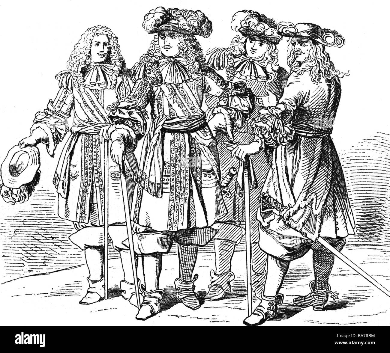 Luigi XIV, 5.9.1638 - 1.9.1715, Re di Francia 14.5.1643 - 1.9.1715, con il suo generale, disegno del XIX secolo dopo la verniciatura da Charles Le Brun (1619 - 1690) , artista del diritto d'autore non deve essere cancellata Foto Stock