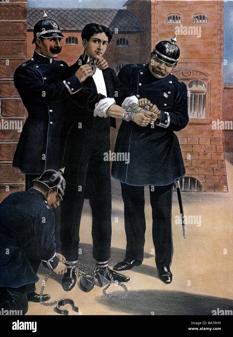 Houdini, Harry, 6.4.1874 - 31.10.1926, artista americano (mago, scappatologo), a tutta lunghezza, poster per Circus Busch, circa 1900, Foto Stock