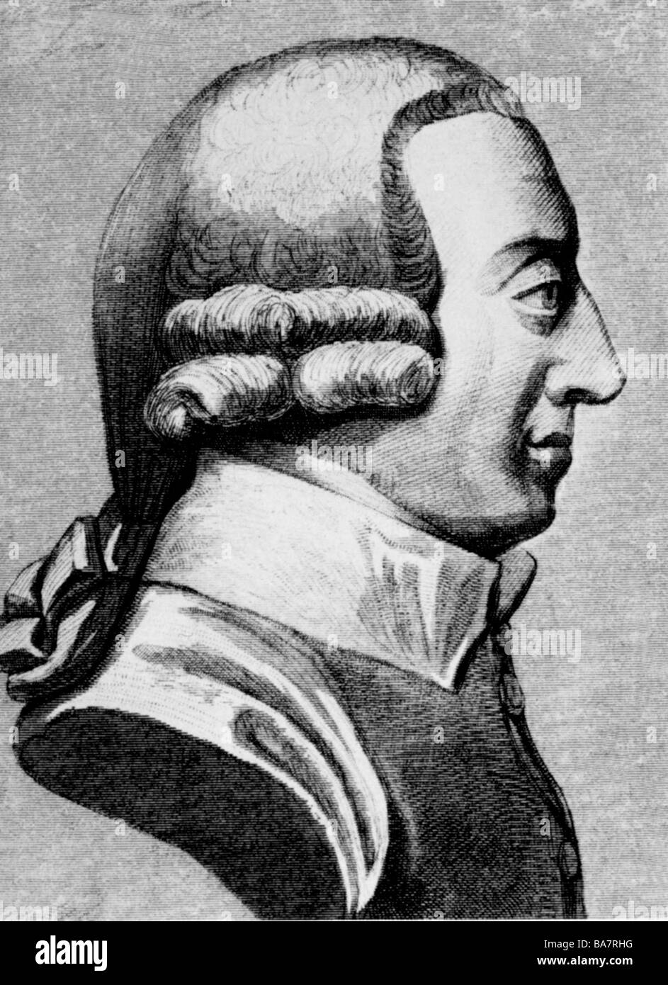 Smith, Adam, 5.6.1723 - 17.7.1790, Scottish filosofo morale, faccia laterale, acciaio, incisione del XIX secolo, l'artista del diritto d'autore non deve essere cancellata Foto Stock