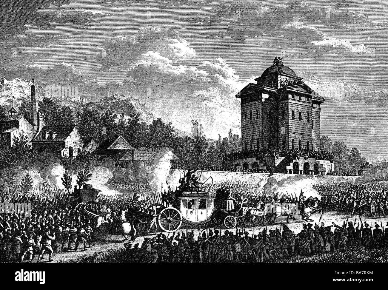 Louis XVI, 23.8.1754 - 21.1.1793, Re di Francia 10.5.1774 - 21.9.1792, fuga di Varennes, ritorno a Parigi, 22.9.1791, incisione su rame, 1791, , artista del diritto d'autore non deve essere cancellata Foto Stock