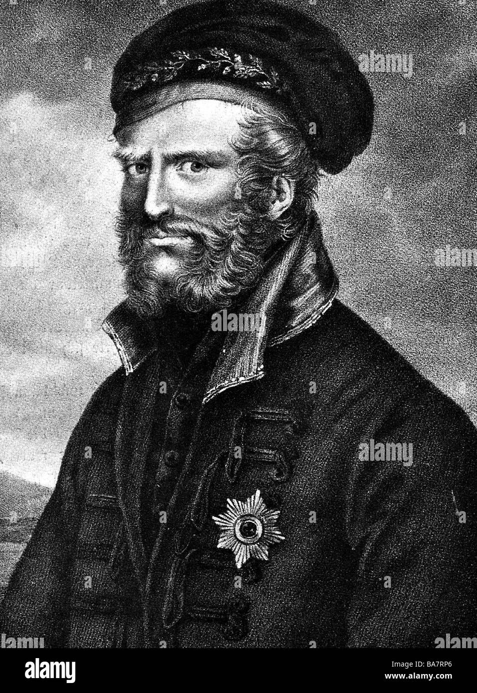 Federico Guglielmo, Duca di Brunswick-Wolfenbuettel, 9.10.1771 - 16.6.1815, soprannominato "il Duca Nero", ritratto, litografia, dopo Krafft, Foto Stock