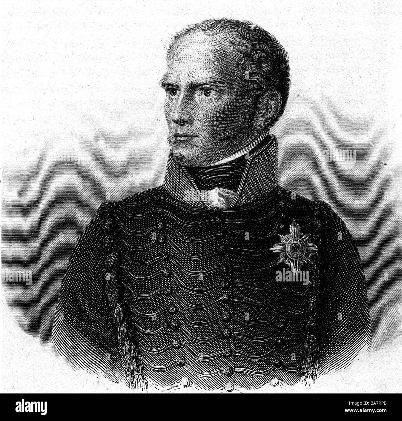 Frederick William, Duca di Brunswick-Wolfenbuettel, 9.10.1771 - 16.6.1815, soprannominato 'il Duca Nero', ritratto, incisione, , Foto Stock