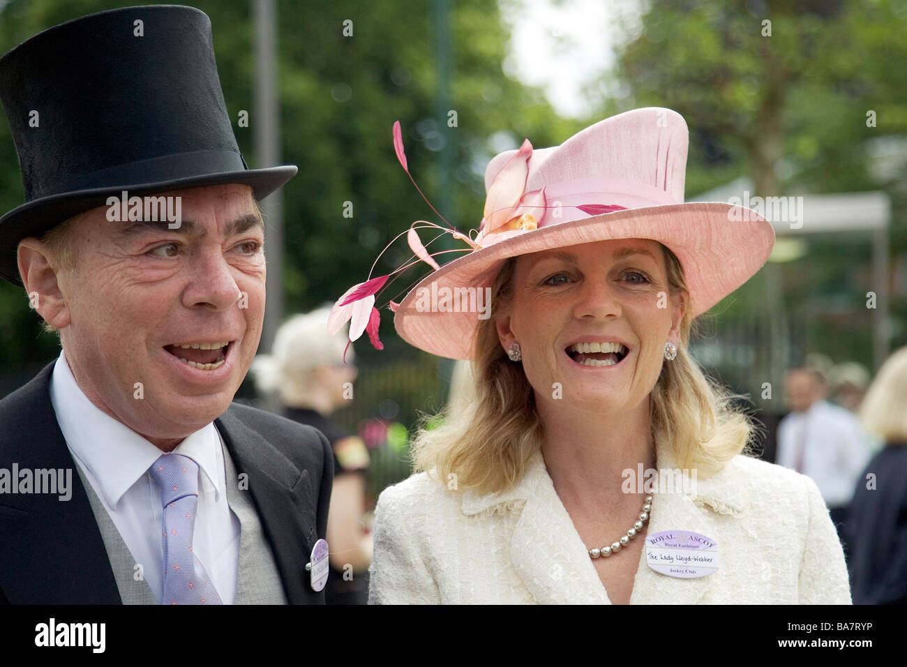 Signore di Andrew Lloyd Webber e sua moglie Madeline a gare Foto Stock