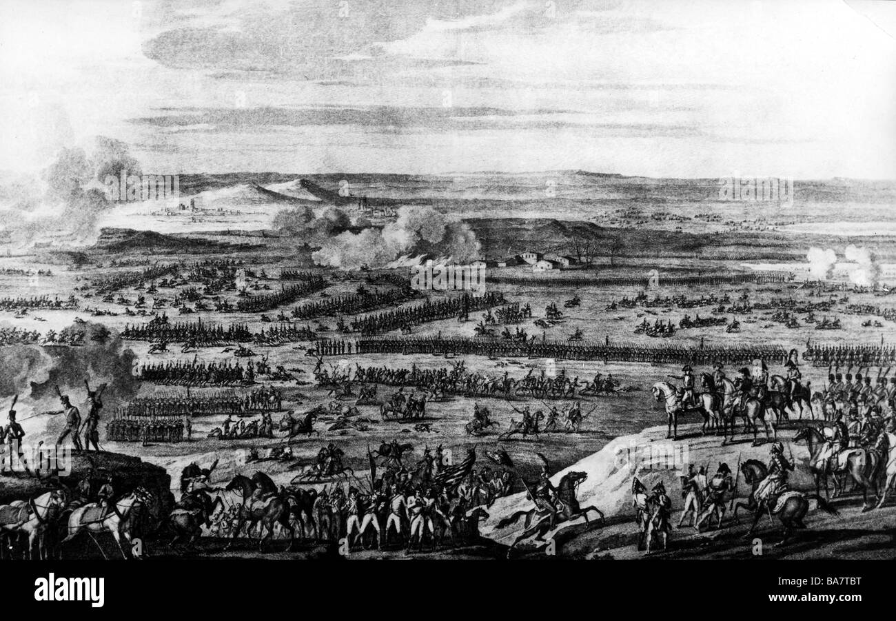 Eventi, Guerra Della Terza Coalizione 1805, Battaglia di Austerlitz, 2.12.1805, incisione in rame di Duplessis Bertaux dopo disegno di Carle Vernet, 19. Jahrhundert, , Foto Stock