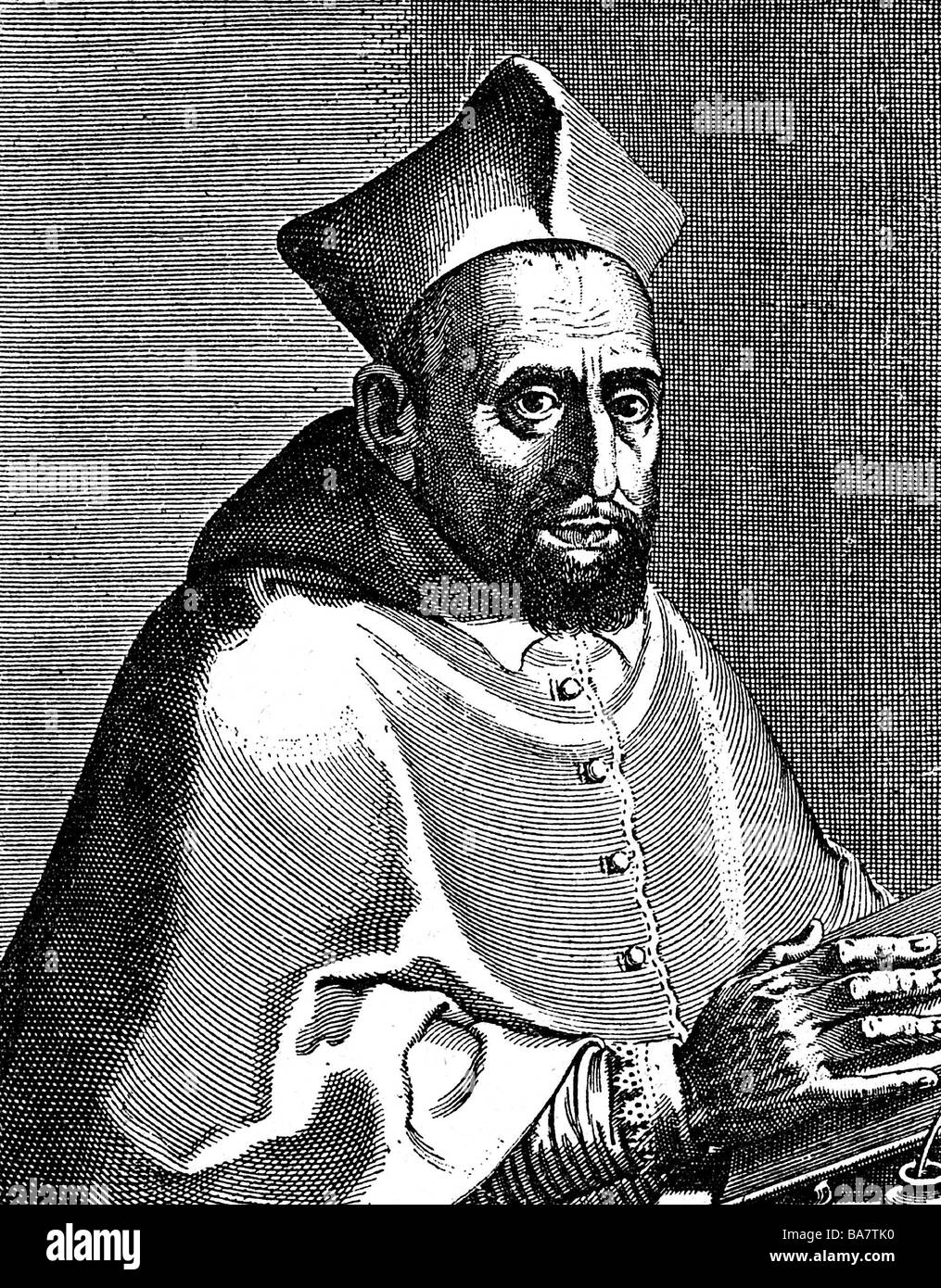 Bellarmine, Roberto, 1542 - 27.9.1621, accademico e teologo italiano (gesuita), a mezza lunghezza, dopo incisione contemporanea, Foto Stock