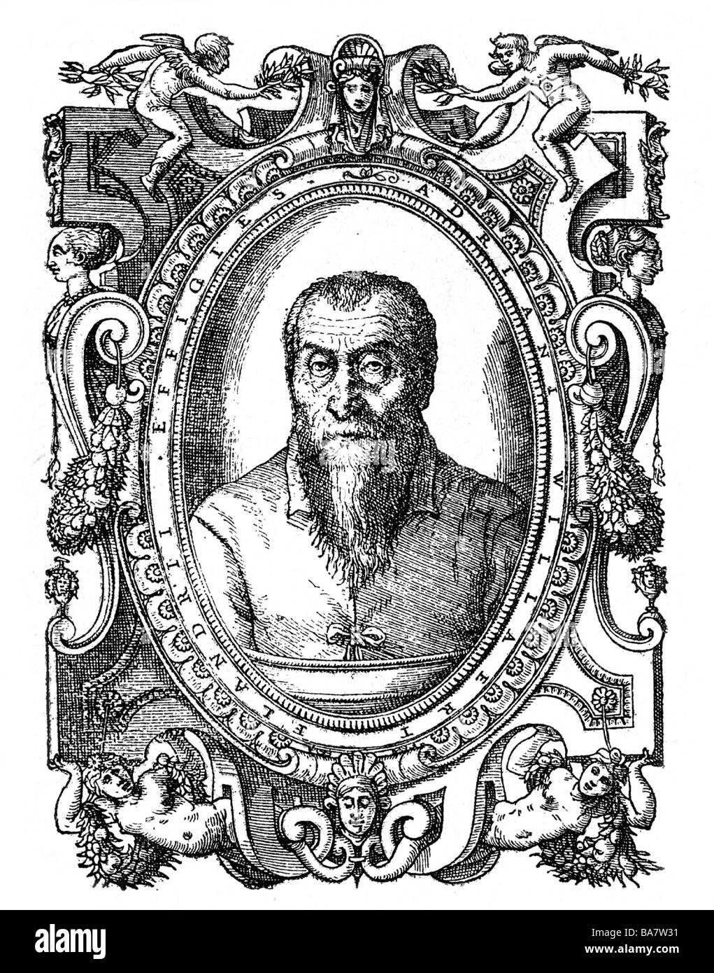 Gardano, Antonio, 1538 - 1569, compositore italiano e stampante, ritratto, incisione su rame Adriano Willaert, XVI secolo, , artista del diritto d'autore non deve essere cancellata Foto Stock