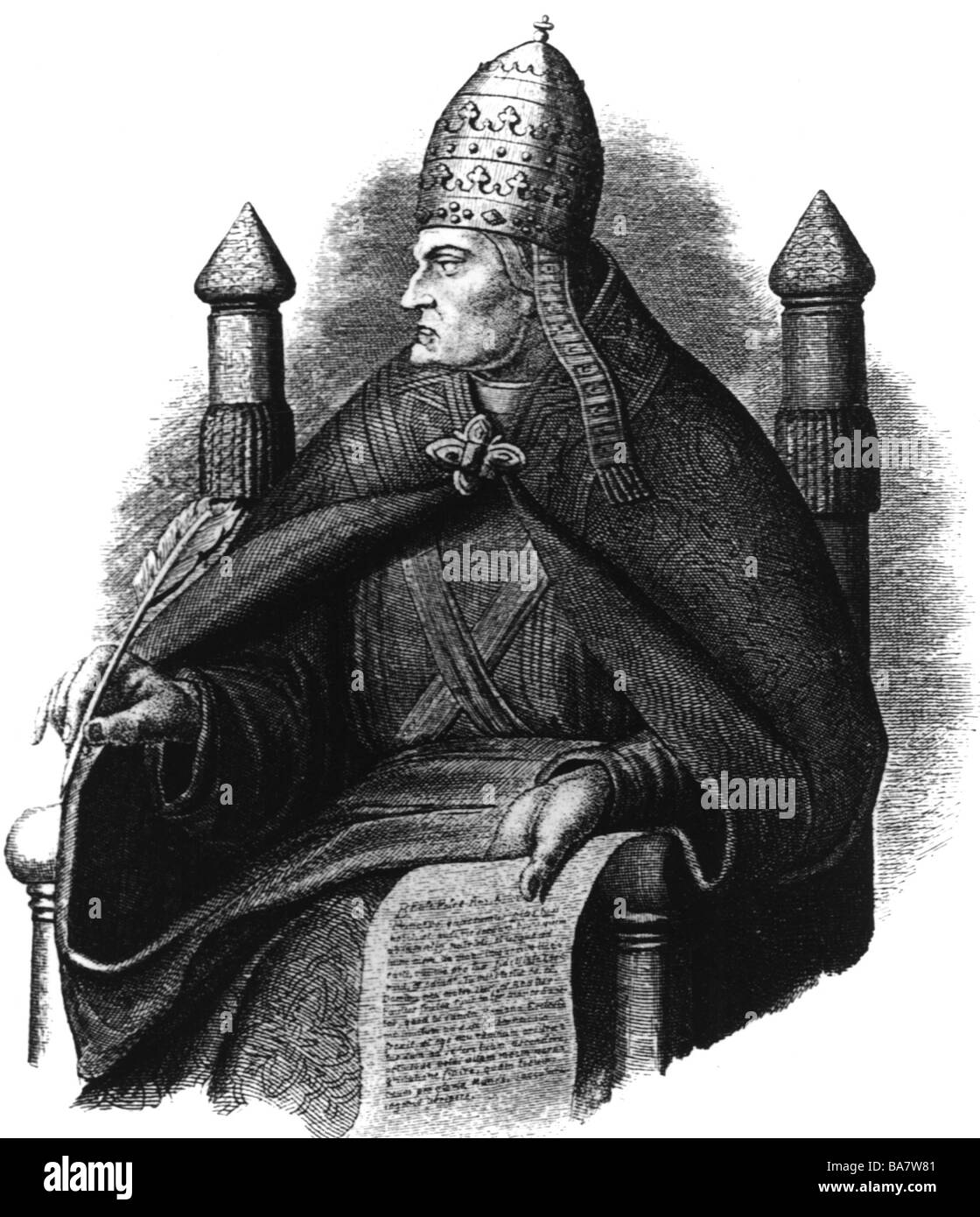 Gregory VII (Hildebrand of Soana), 1020/1025 - 255.5.1085, papa 21.4.1073 - 255.5.1085, a mezza lunghezza, incisione su legno dopo disegno di Karl Herrmann, 1844, , Foto Stock