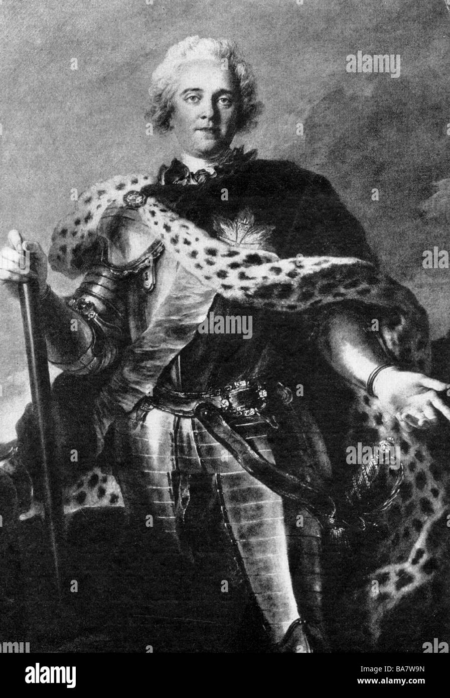 Maurice di Sassonia, 28.10.1696 - 30.11.1750, maresciallo di Francia, a metà lunghezza in fascio, dopo la pittura di Maurice Quentin de Latour, 18th secolo, Foto Stock
