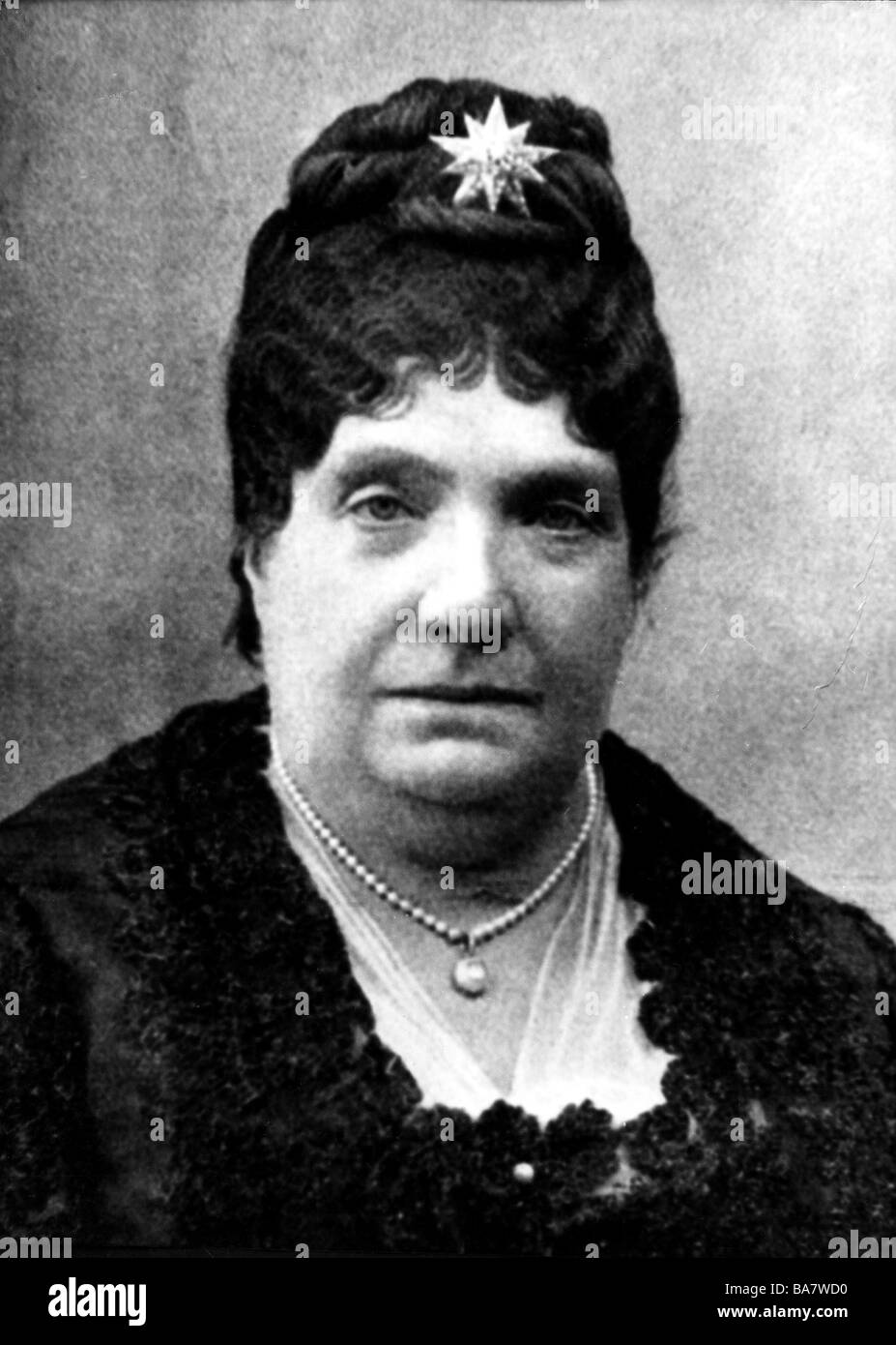 Isabella II, 10.10.1830 - 9.4. 1904, Regina di Spagna 29.9.1833 - 30.9.1868, ritratto, come vecchia donna, fine 19th secolo, Foto Stock