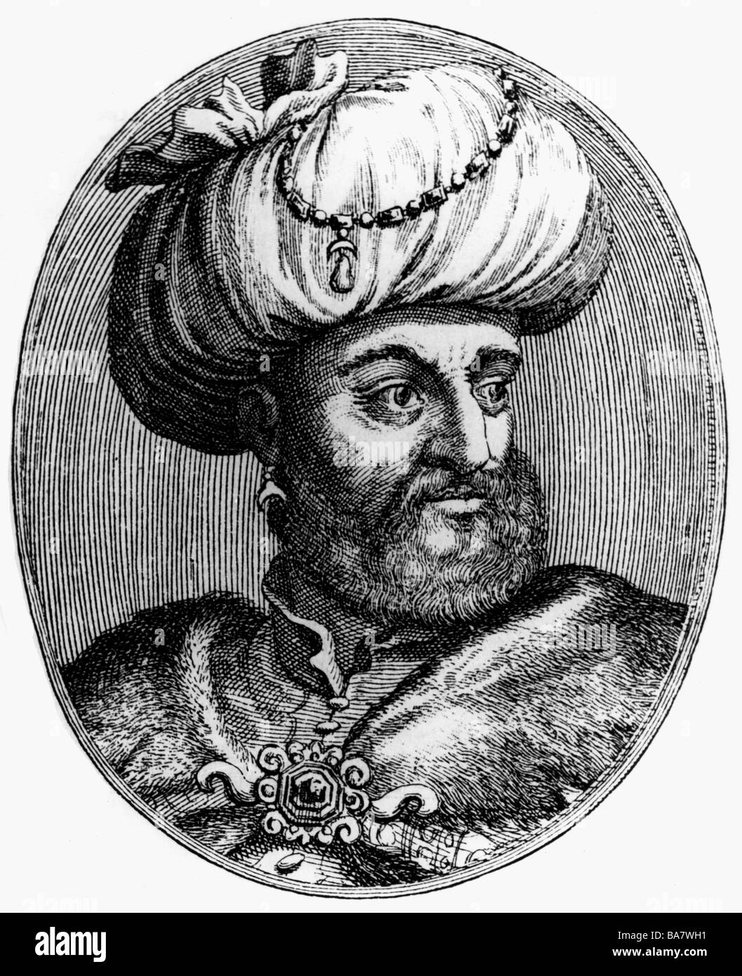 Kara Mustafa Pasha, circa 1635 - 25.12.1683, Gran Visir del Impero ottomano 1676 - 1683, ritratto, incisione su rame, secolo XVII, , artista del diritto d'autore non deve essere cancellata Foto Stock